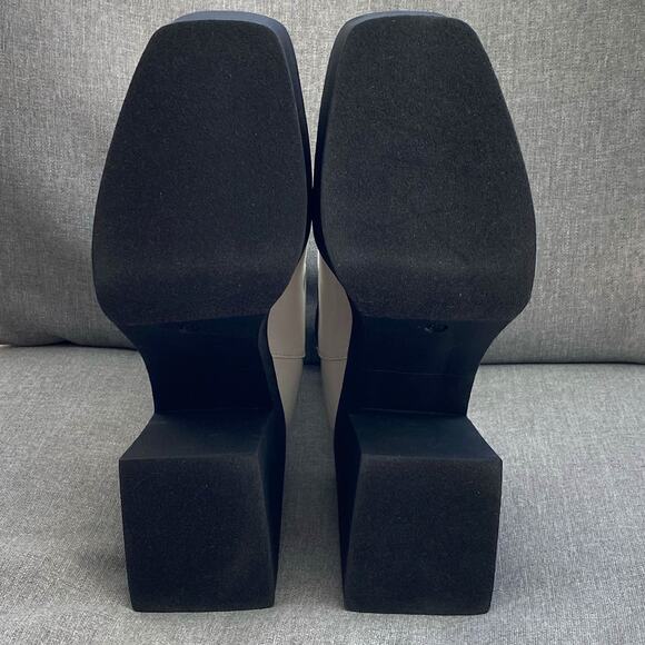 STEVE MADDEN Teaser Gloss White Wedge Heel Ankle Boot 8.5 M Chunky Mod Rave Y2K - Picture 8 of 11